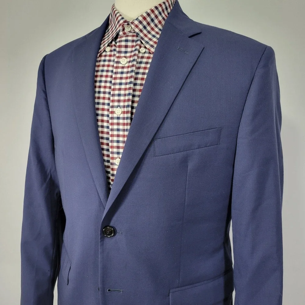 Lauren Ralph Lauren Men's Sport Coat Blazer Navy Blue Stretch Wool‎ Size 40S